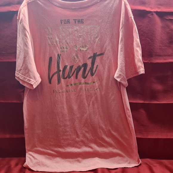 Browning Large Pink Women T Shirt Love Hunting Pink Gold Realtree Buck Doe Heart - Picture 3 of 5